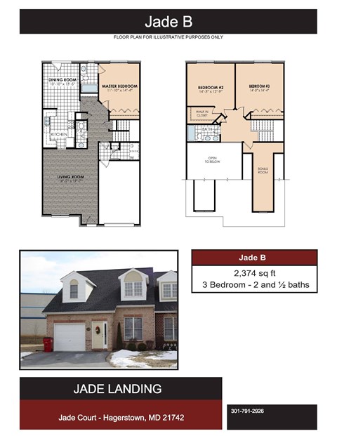 Floor plan for 3 beds, 2.5 baths, 2600 sqft